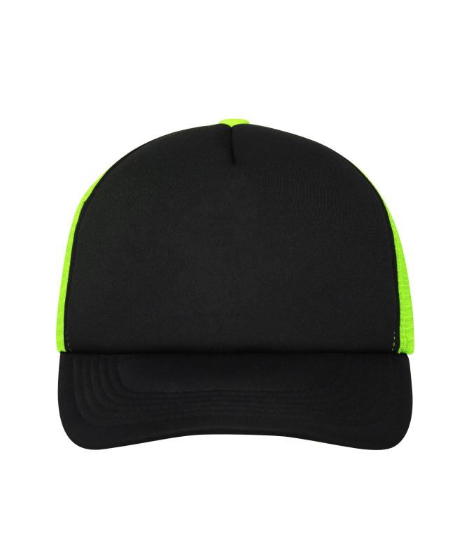 Unisexe Casquette trucker 5 panneaux Noir/néon jaune 7622