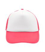 Unisexe Casquette trucker 5 panneaux Blanc/rose-fluo 7622