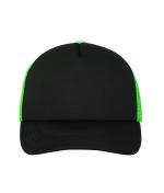 Unisexe Casquette trucker 5 panneaux Noir/néon-vert 7622