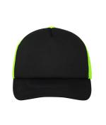Unisexe Casquette trucker 5 panneaux Noir/néon jaune 7622