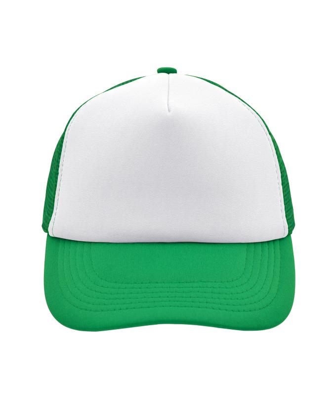 Unisexe Casquette trucker 5 panneaux Blanc/vert-fougère 7622
