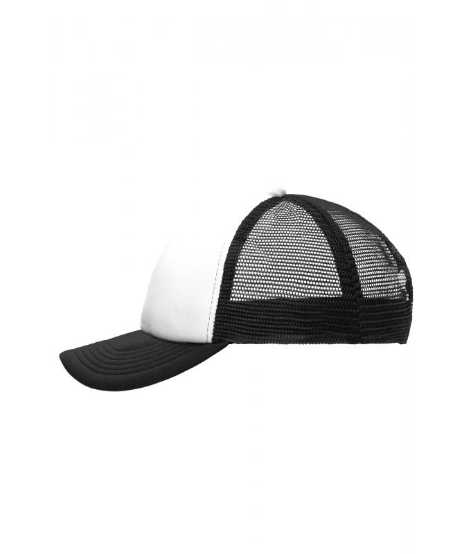 Kinder 5 Panel Polyester Mesh Cap for Kids White/black 7623