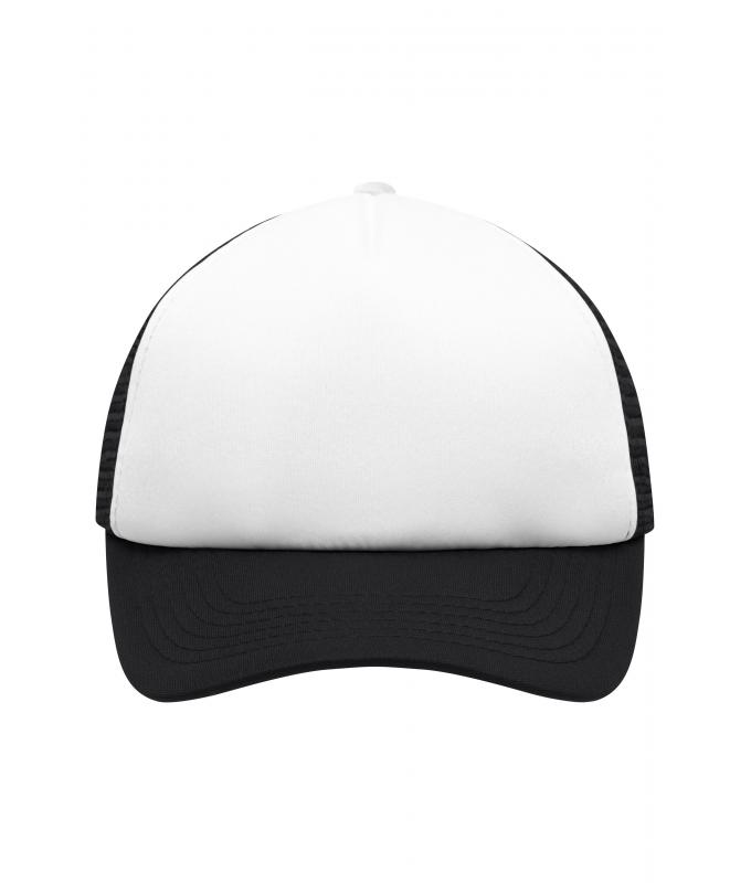 Kinder 5 Panel Polyester Mesh Cap for Kids White/black 7623
