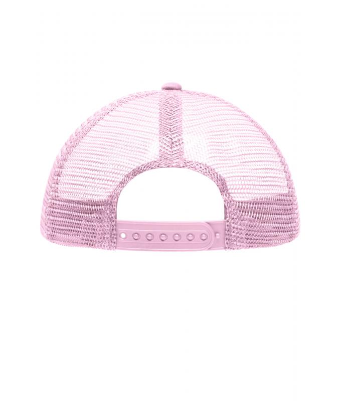 Kinder 5 Panel Polyester Mesh Cap for Kids White/baby-pink 7623