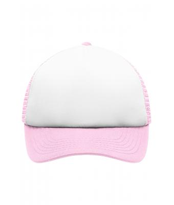 Kinder 5 Panel Polyester Mesh Cap for Kids White/baby-pink 7623