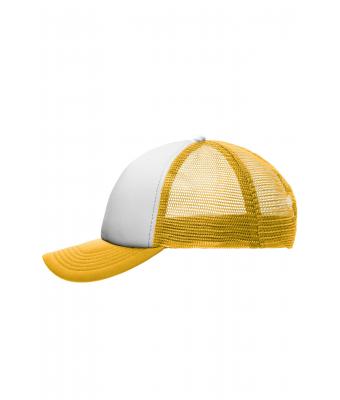 Kinder 5 Panel Polyester Mesh Cap for Kids White/gold-yellow 7623