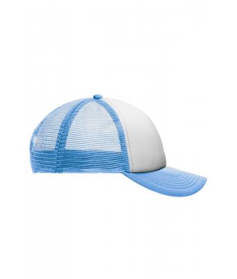 Kinder 5 Panel Polyester Mesh Cap for Kids White/light-blue 7623