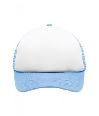 Kinder 5 Panel Polyester Mesh Cap for Kids White/light-blue 7623