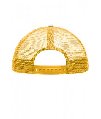 Kids 5 Panel Polyester Mesh Cap for Kids White/gold-yellow 7623