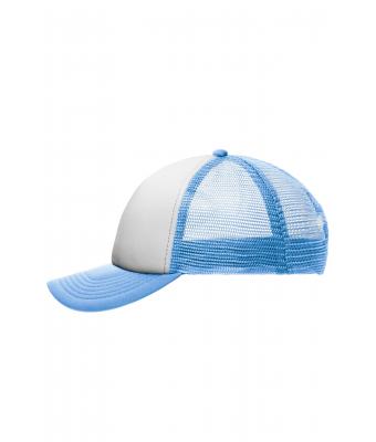 Kids 5 Panel Polyester Mesh Cap for Kids White/light-blue 7623