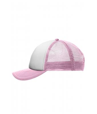 Kinderen 5 Panel Polyester Mesh Cap for Kids Wit/babyroze 7623