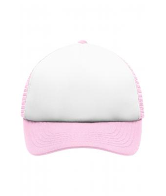 Kinderen 5 Panel Polyester Mesh Cap for Kids Wit/babyroze 7623