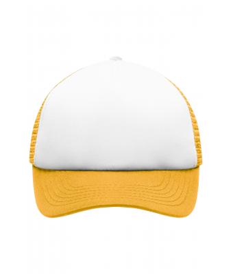 Kinderen 5 Panel Polyester Mesh Cap for Kids Wit/goudgeel 7623