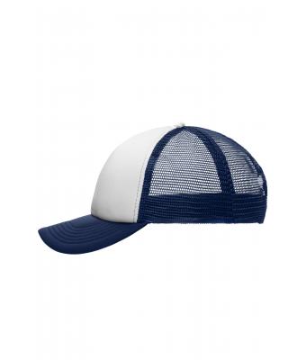 Kinderen 5 Panel Polyester Mesh Cap for Kids Wit/navy 7623