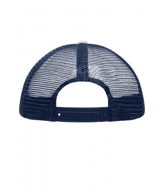 Kinderen 5 Panel Polyester Mesh Cap for Kids Wit/navy 7623