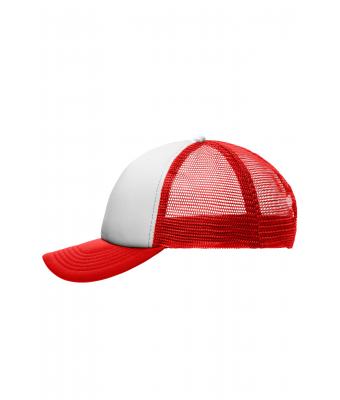 Kinderen 5 Panel Polyester Mesh Cap for Kids Wit/rood 7623