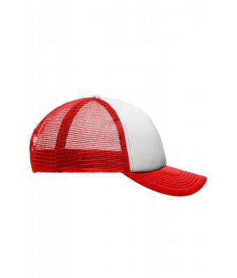 Kinderen 5 Panel Polyester Mesh Cap for Kids Wit/rood 7623