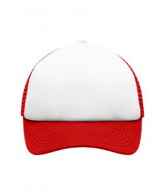 Kinderen 5 Panel Polyester Mesh Cap for Kids Wit/rood 7623