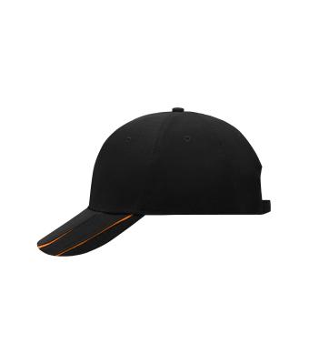 Unisex 6 Panel Groove Cap Black/orange 7679