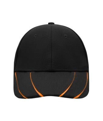 Unisex 6 Panel Groove Cap Black/orange 7679