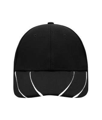 Unisex 6 Panel Groove Cap Black/white 7679