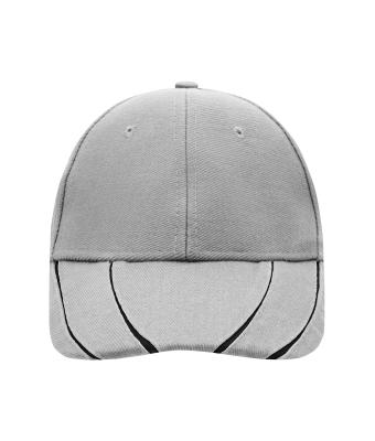 Unisexe Casquette 6 panneaux coton brossé lourd Gris-clair/noir 7679