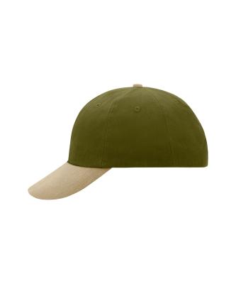 Unisex 6 Panel Raver Cap Olijf/beige 7690
