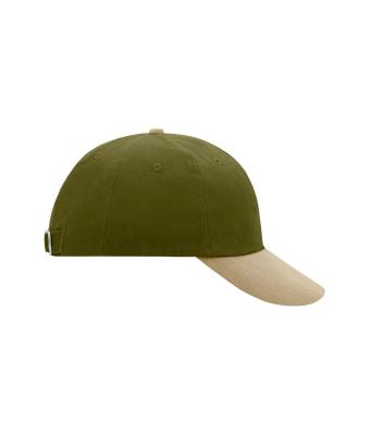 Unisex 6 Panel Raver Cap Olijf/beige 7690