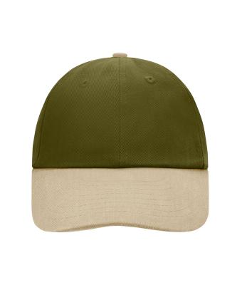 Unisex 6 Panel Raver Cap Olijf/beige 7690