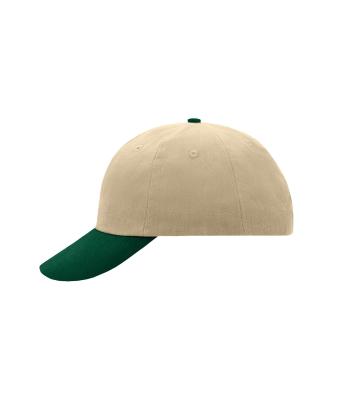 Unisex 6 Panel Raver Cap Beige/donkergroen 7690