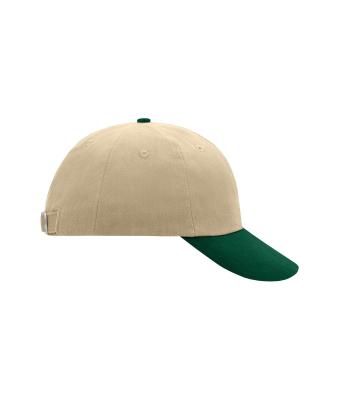 Unisex 6 Panel Raver Cap Beige/donkergroen 7690