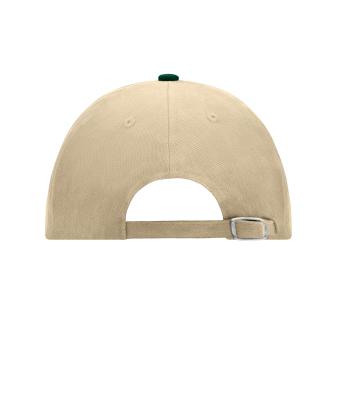 Unisex 6 Panel Raver Cap Beige/donkergroen 7690