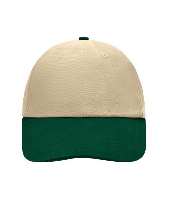 Unisex 6 Panel Raver Cap Beige/donkergroen 7690