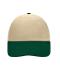 Unisex 6 Panel Raver Cap Beige/dark-green 7690