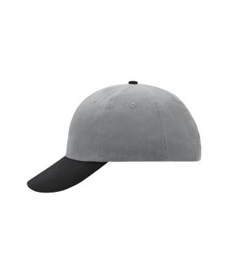 Unisex 6 Panel Raver Cap Lichtgrijs/zwart 7690