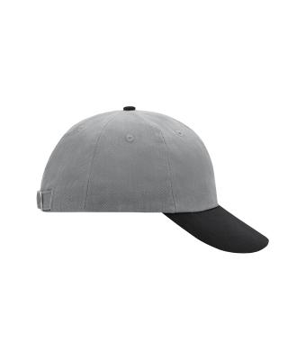 Unisex 6 Panel Raver Cap Lichtgrijs/zwart 7690