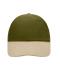 Unisexe Casquette 6 panneaux coton brossé lourd Olive/beige 7690