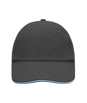 Unisex 6 Panel Raver Sandwich Cap Graphite/aqua 7691