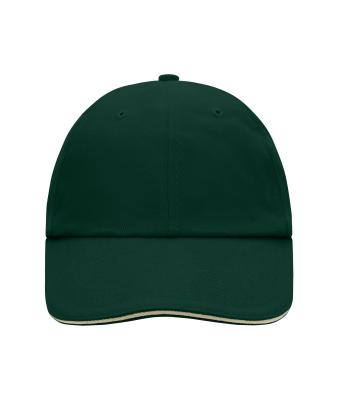 Unisex 6 Panel Raver Sandwich Cap Donkergroen/beige 7691
