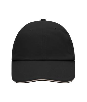 Unisex 6 Panel Raver Sandwich Cap Black/beige 7691