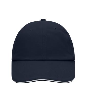 Unisex 6 Panel Raver Sandwich Cap Navy/white 7691