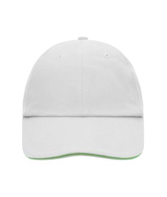 Unisex 6 Panel Raver Sandwich Cap White/lime-green 7691