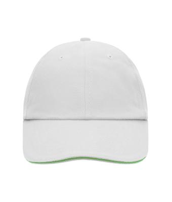 Unisex 6 Panel Raver Sandwich Cap White/lime-green 7691