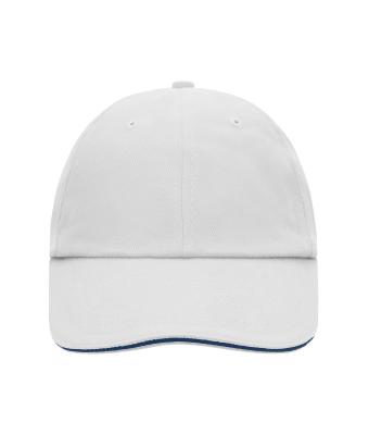 Unisex 6 Panel Raver Sandwich Cap White/navy 7691