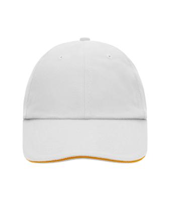 Unisex 6 Panel Raver Sandwich Cap White/orange 7691