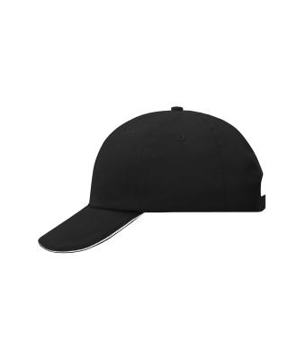 Unisex 6 Panel Raver Sandwich Cap Zwart/wit 7691