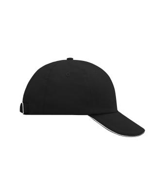 Unisex 6 Panel Raver Sandwich Cap Zwart/wit 7691