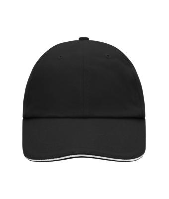 Unisex 6 Panel Raver Sandwich Cap Zwart/wit 7691