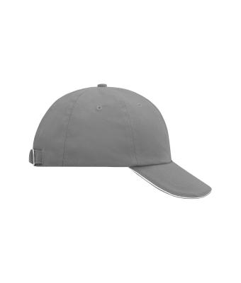 Unisex 6 Panel Raver Sandwich Cap Donkergrijs/wit 7691