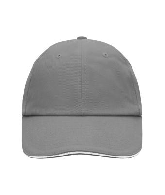 Unisex 6 Panel Raver Sandwich Cap Donkergrijs/wit 7691